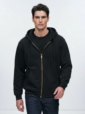 Pro 5 Black Heavyweight Full Zip Hoodie Sweatshirt Size XL